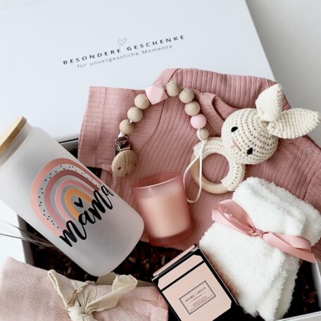 Coffret cadeau maman & bébé « Malmö » Rose Rainbow