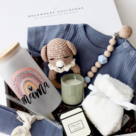 Coffret cadeau maman & bébé « Oslo » bleu arc-en-ciel