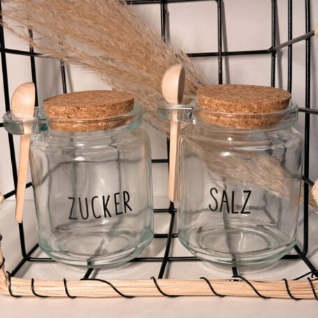 Bocaux de conservation avec cuillères en bois (lot)