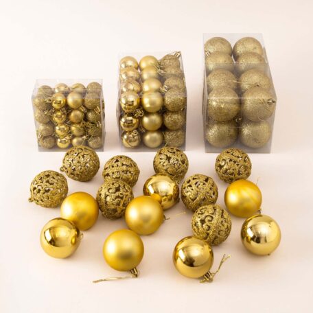 Décorations pour sapin de Noël, boules de Noël - dorées, 100 pièces.