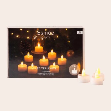 Lot de bougies chauffe-plat LED, blanc chaud, 24 pièces.