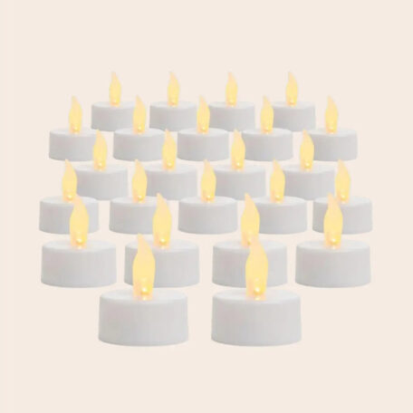 Lot de bougies chauffe-plat LED, blanc chaud, 24 pièces.