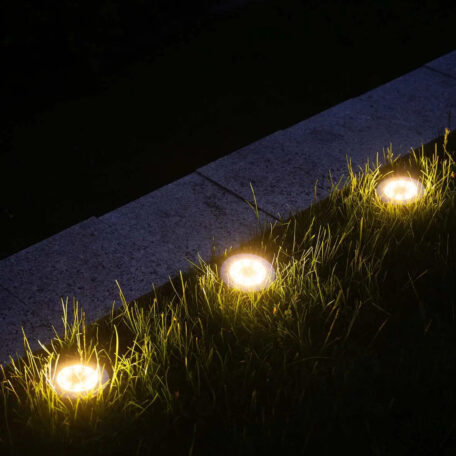 Wasserfeste Solar LED Lampe / Webgeleuchtung aus Edelstahl, 4 Stk.