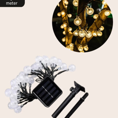 LED Solar Lichterkette mit Kugeln, IP65 - Warmweiss, 7m