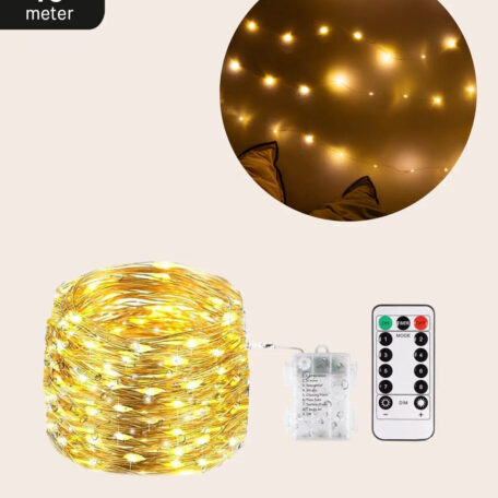100 LED's Draht Lichterkette Outdoor Beleuchtung 8 Modi - Warmweiss, 10m