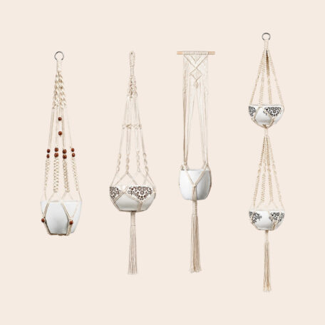 Boho Makramee Blumenampel 4er Set - Handgeknüpft