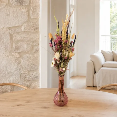 Bouquet de fleurs séchées rosé-mix avec vase