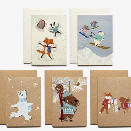 Cartes de voeux peintes à la main - Lot de 5 Noël