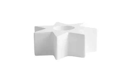 Keramikstern, Stabkerzenhalter, nordisches Weiss, 7,5x3 cm