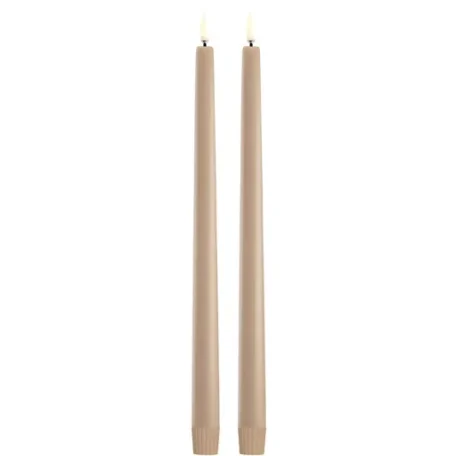 LED-Stabkerze, Beige, glatt, 2er-Pack
