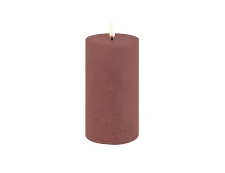 LED-Stumpenkerze, Terracotta, rustikal, 7,8 x 15 cm